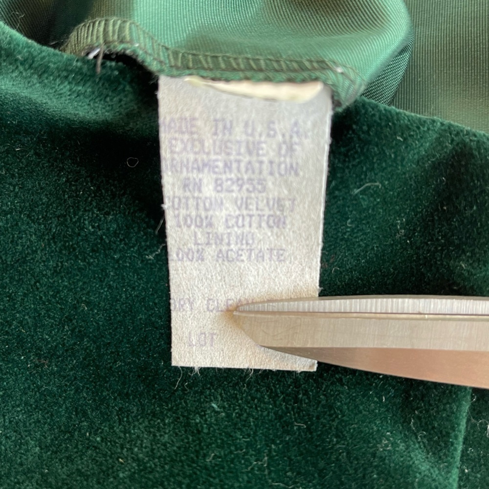 Vintage Green Velvet Skirt Suit with Gold Trim and Button Details - Picture 2 of 12